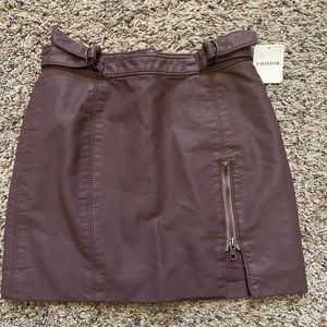 Plum free people leather skirt